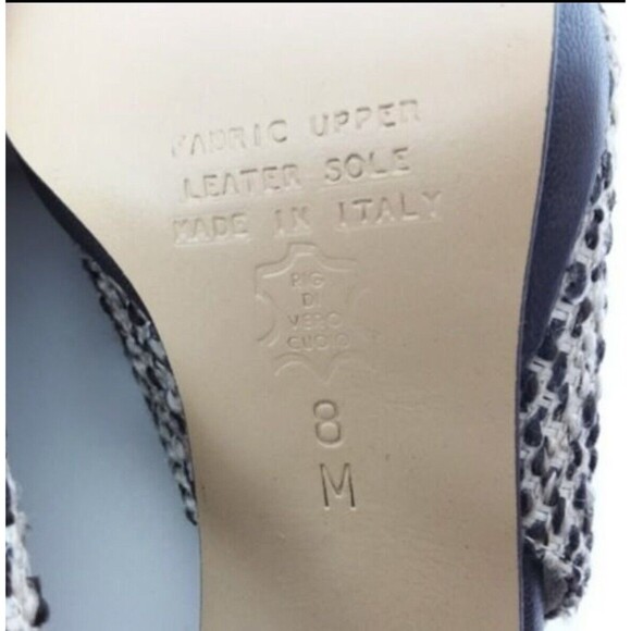 Via Condotti  Tweed Pom Pom Sling-back Peep-toe Sandals Brown 8 - Picture 6 of 11